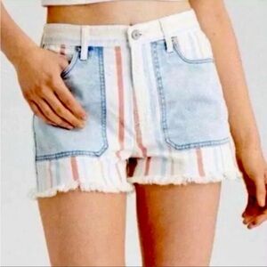 American Eagle • Striped Denim Shorts